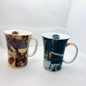 Lot Of 2 McIntosh Clarence Gagnon Fine Bone China Coffee Cup, Artistic Mug
